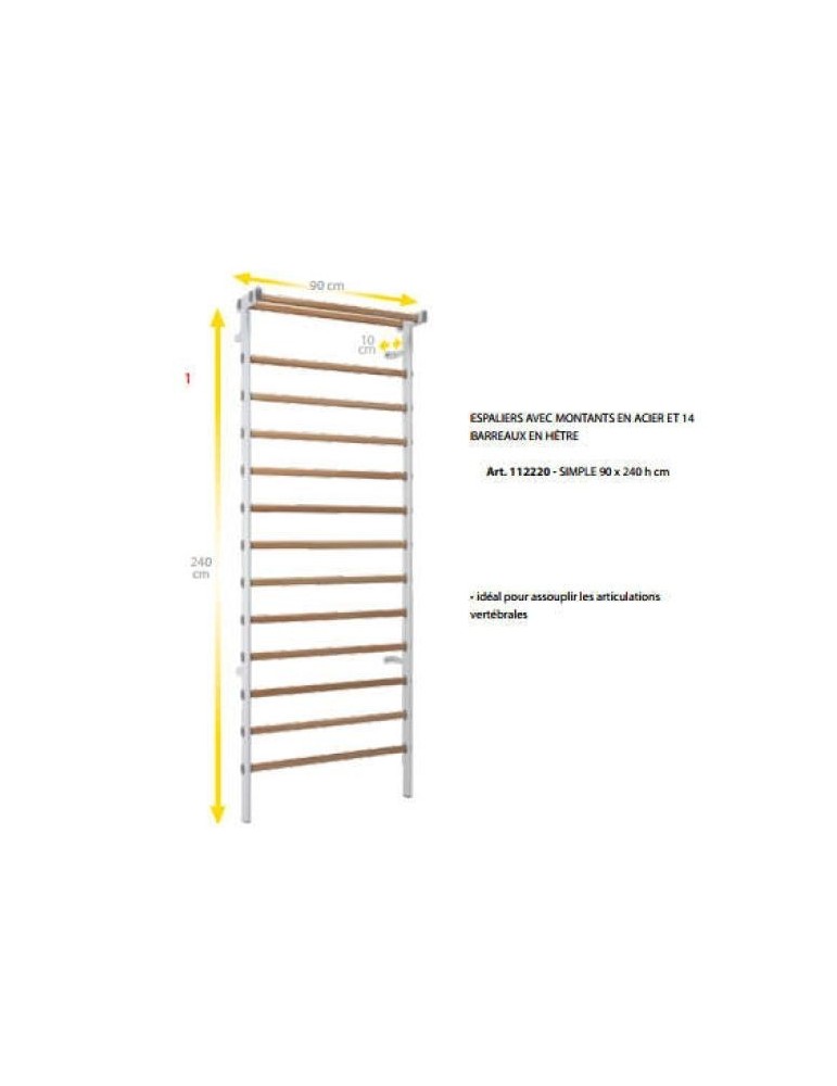 Espalier cadre acier 14 barreaux hêtre