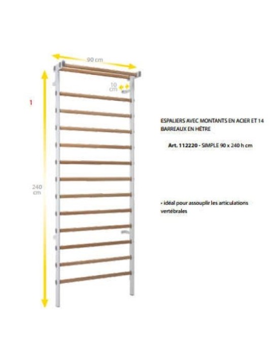 Espalier cadre acier 14 barreaux hêtre