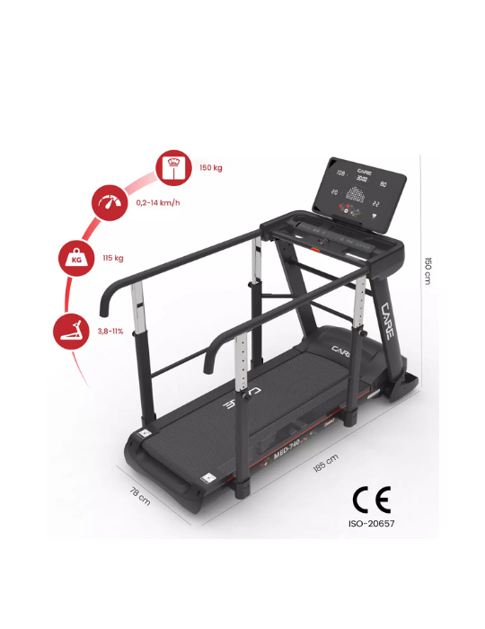 Tapis de course avec barres de maintien - MED 740 | KINESTOCK