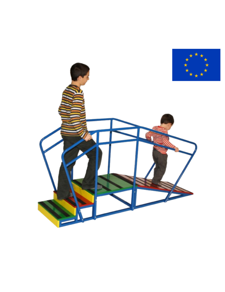 Escalier pédiatrique avec rampe et doubles mains courantes | Kiné-Stock